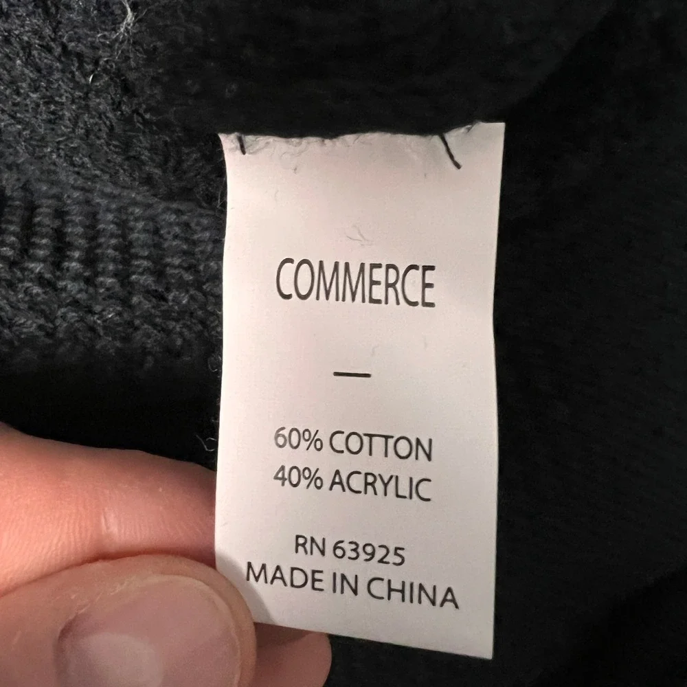 Commerce Mens XXL Black Hooded Knit Sweater Cotton Blend Pullover‎ Athleisure